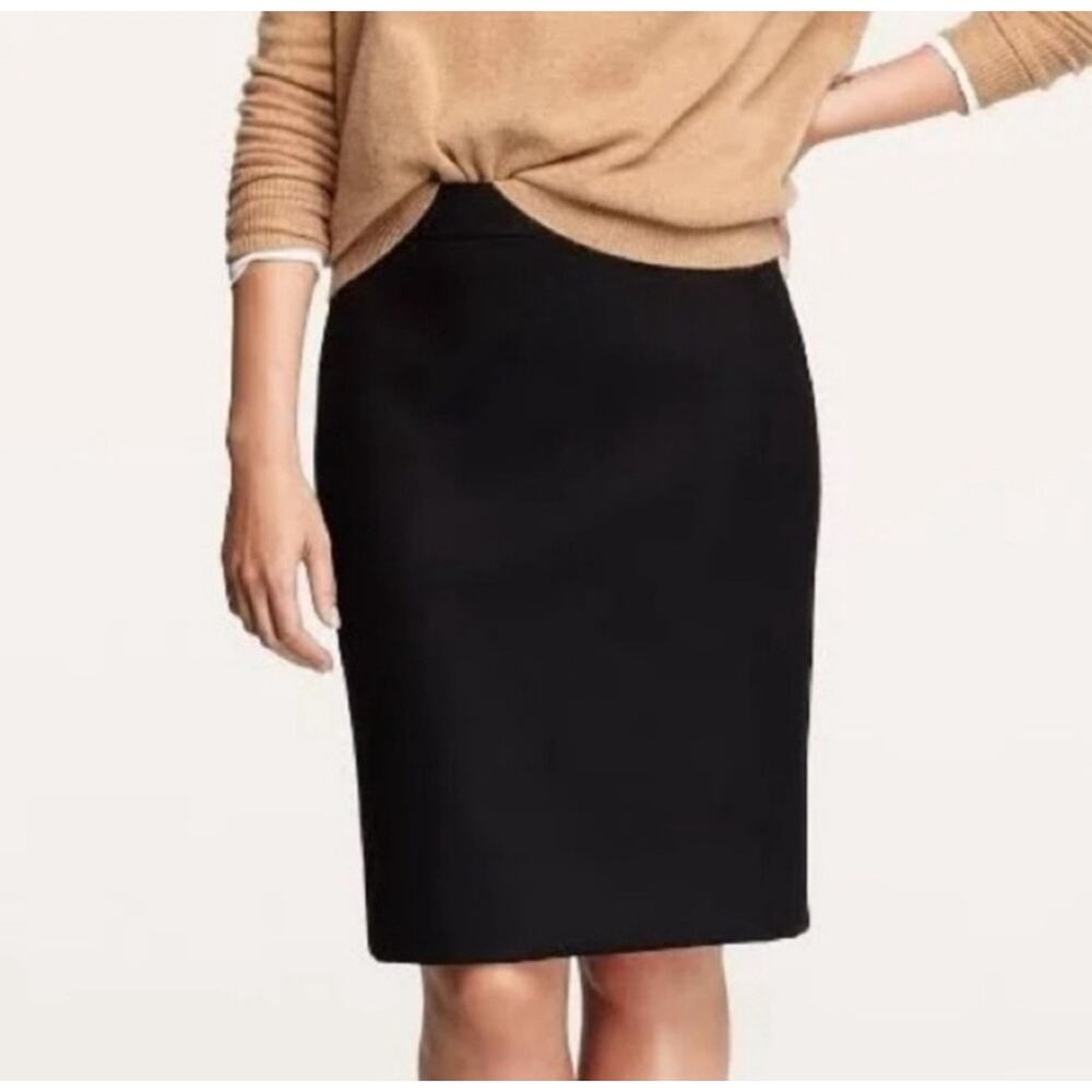 .Crew The Pencil Straight Mini Skirt Size 12 Black Back Slit Classic Office